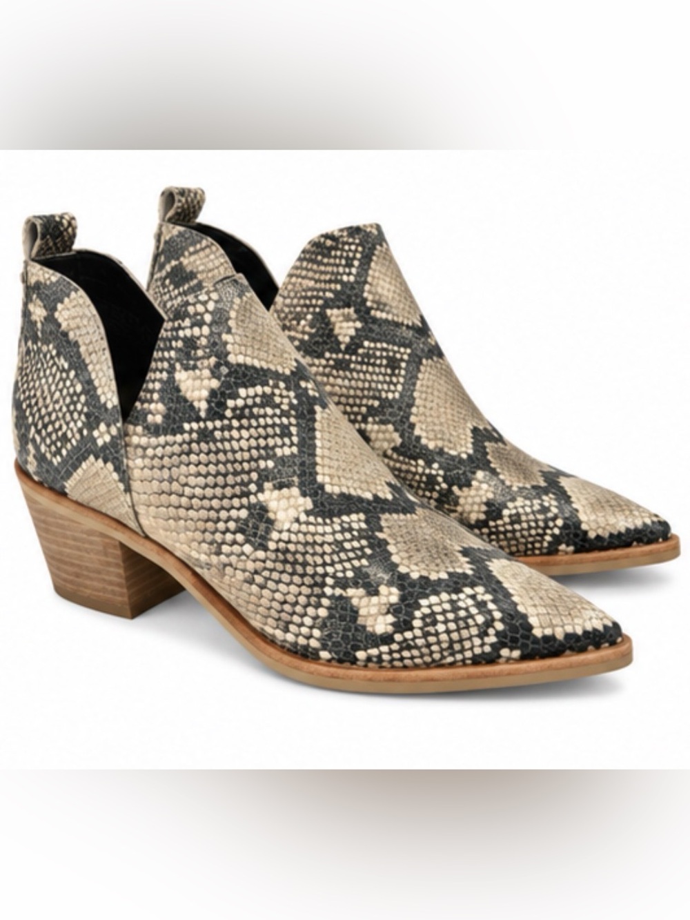 Dolce Vita Snakeskin Pointed Toe Cutout Ankle Booties Size 7.5